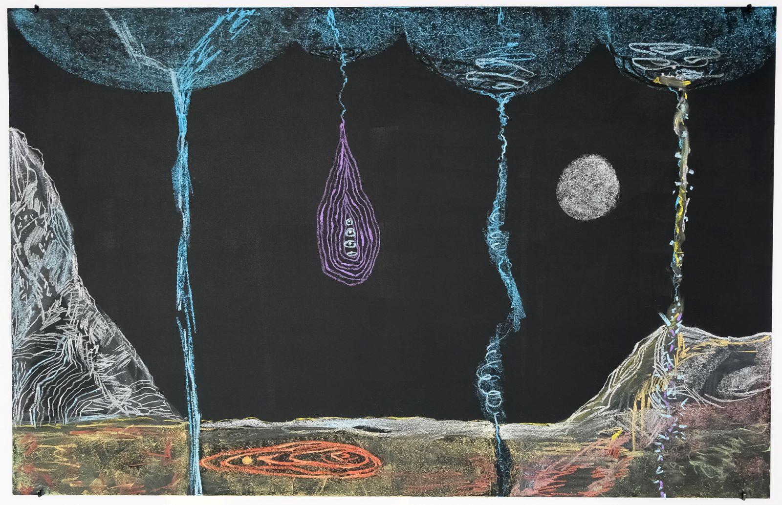 Den föränderliga tavlan #1, chalk on MDF, 90 x 140 cm